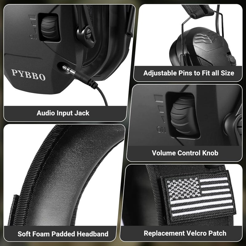 PYBBO Shooting Ear Protection with Gel Ear Pads, NRR 23dB Active Noise Reduction & 3X Sound Amplification Gun Range Earmuffs - Image 5